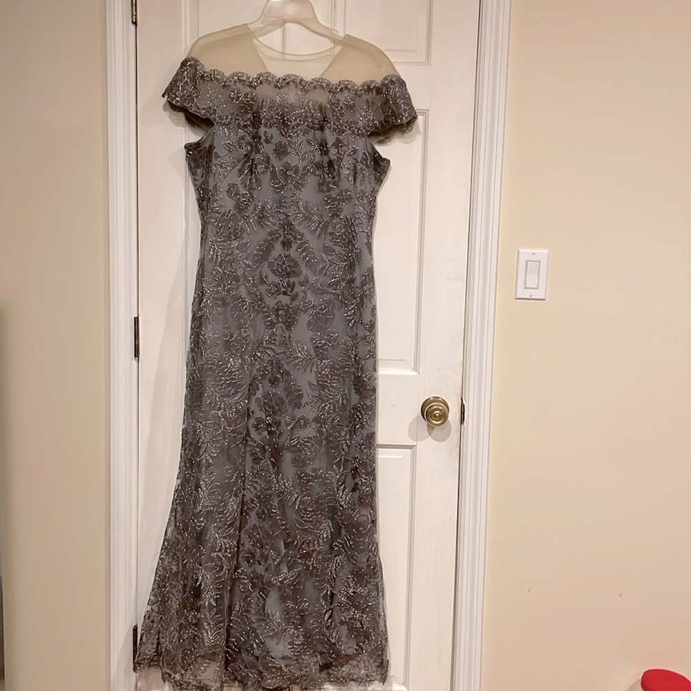 Tadashi Shoji Illusion Neck Lace Gown